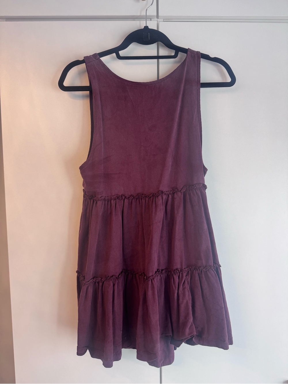 Knot Sisters Tiered Mini Dress — Plum